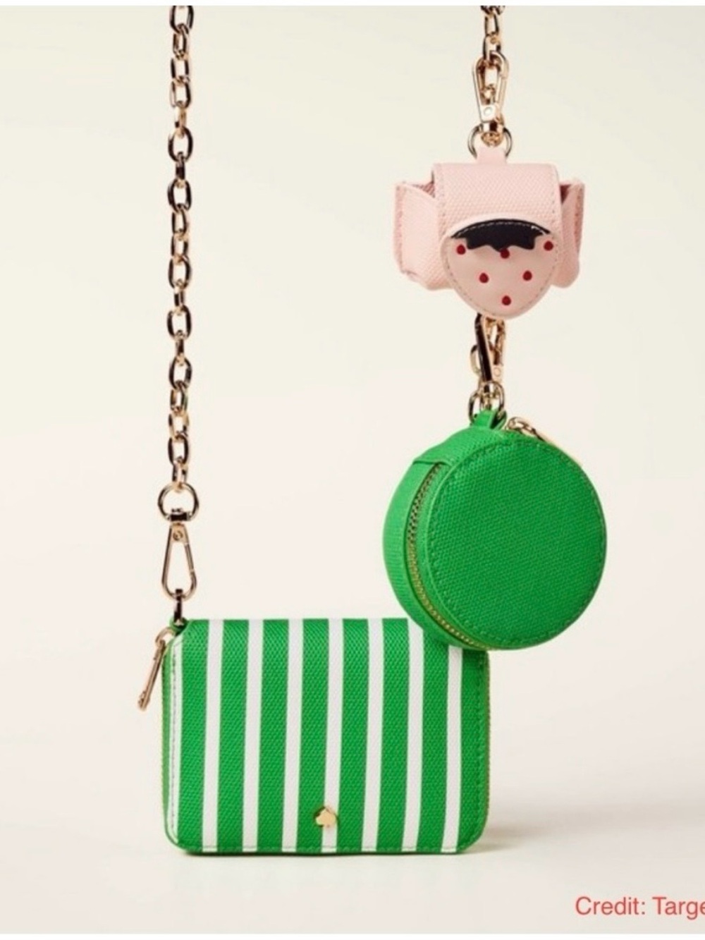 Kate Spade x Target Green Stripe Crossbody Cardholder